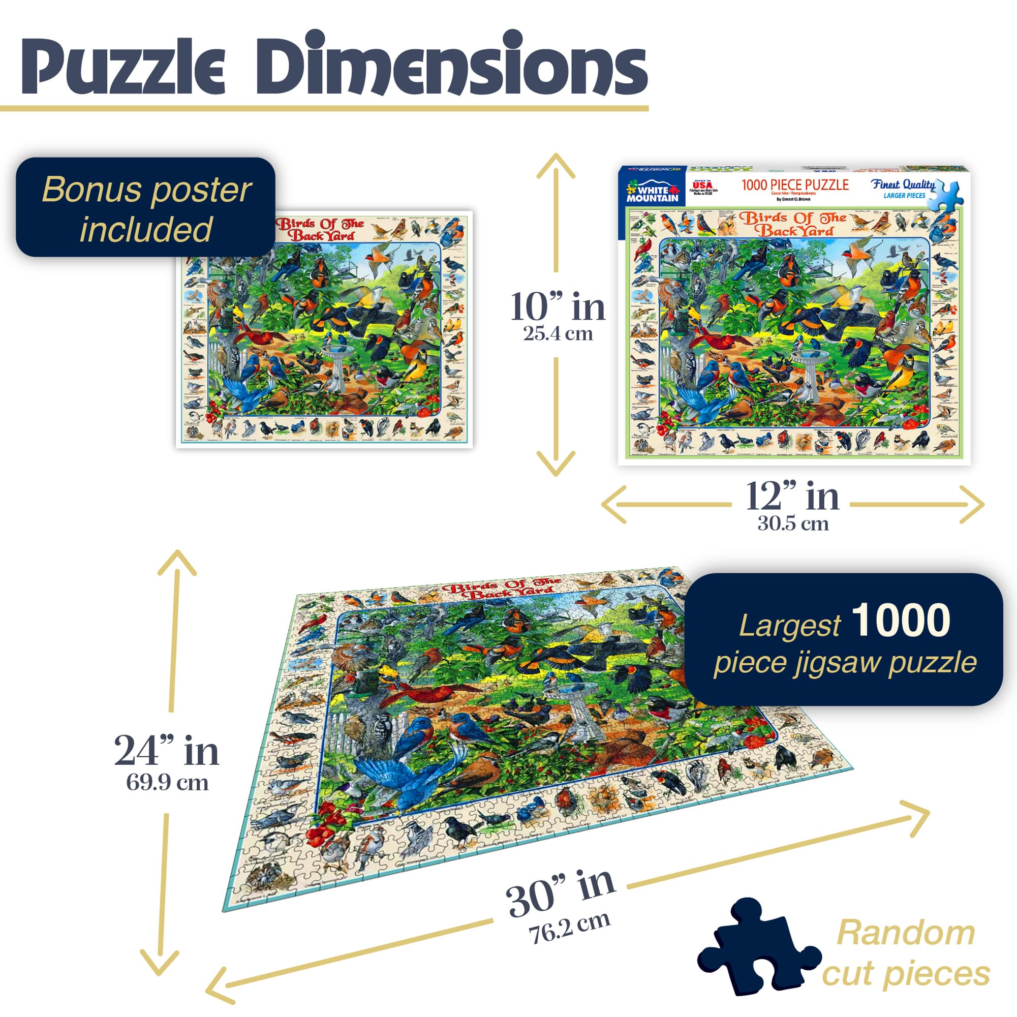 Amazon.com: White Mountain Puzzles Birds of the Backyard - 1000